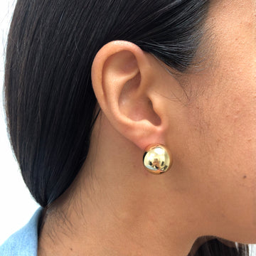 18K Gold Layered Oro Laminado 16mm Gold Ball Stud Earrings 21.0119